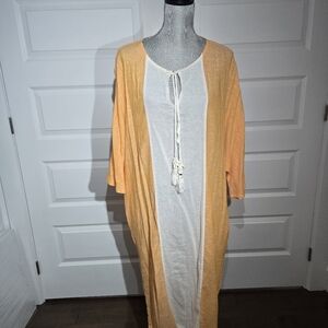 Set women’s Peachy/orange & Cream Swim Cover-Up Kaftan +